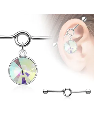 Piercing industriel pendentif large pierre aurore boréale