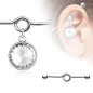 Piercing industriel pendentif large pierre blanche
