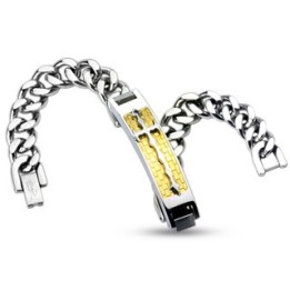 Bracelet acier inoxydable Croix Médiévale Doré