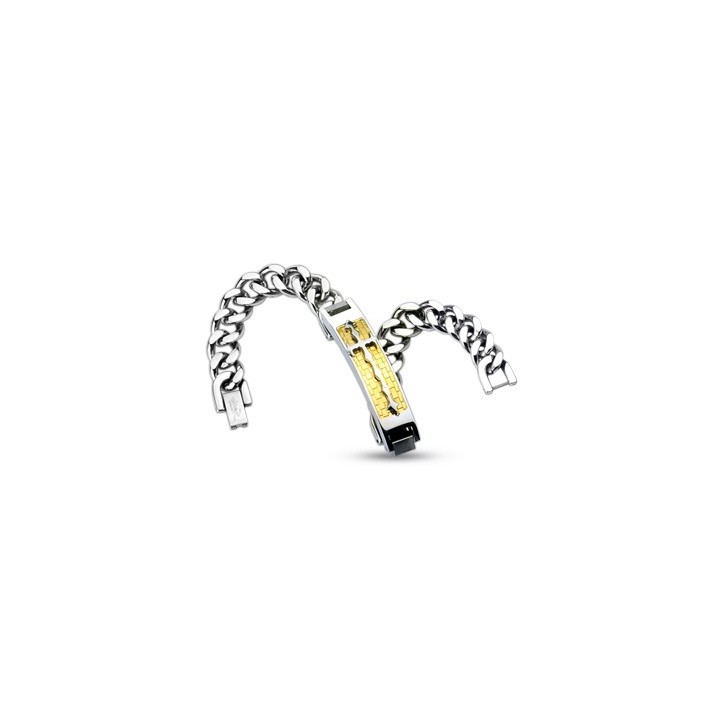 Bracelet acier inoxydable Croix Médiévale Doré