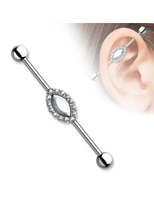 Piercing industriel marquise crystal blanc