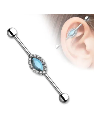 Piercing industriel marquise crystal bleu