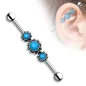 Piercing industriel trois turquoise argenté