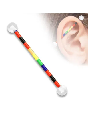 Piercing industriel boules acrylique rainbow