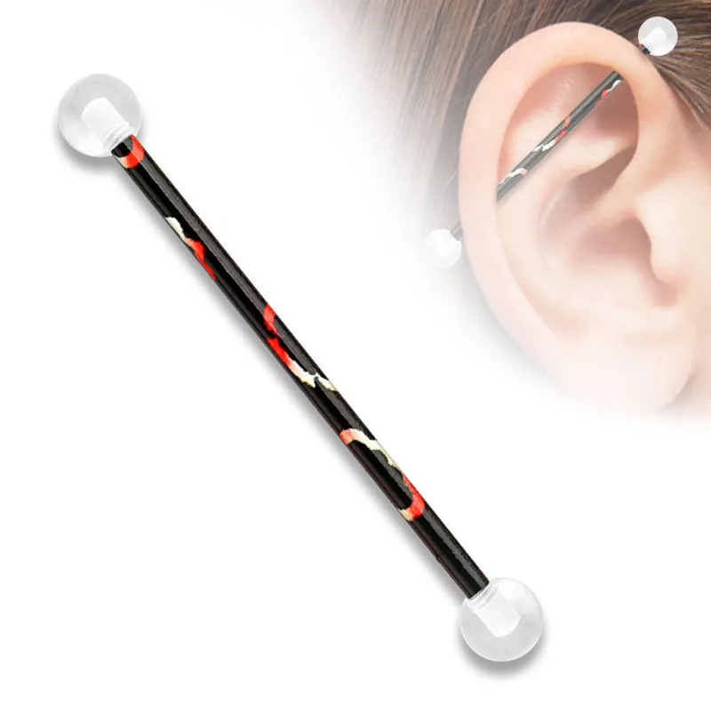 Piercing industriel boules acrylique motif cercles