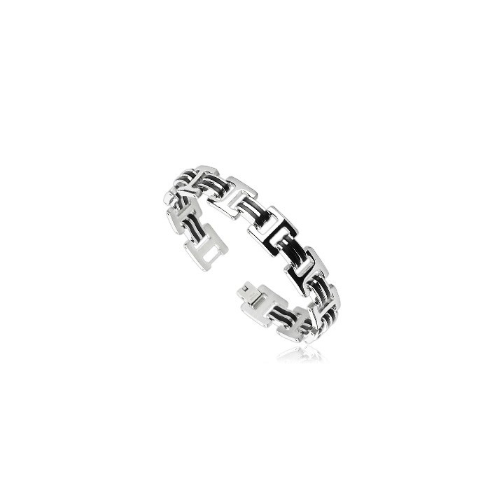 Bracelet acier inoxydable avec doubles liens Caoutchouc