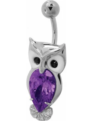 Piercing nombril Swarovski hibou Améthyste