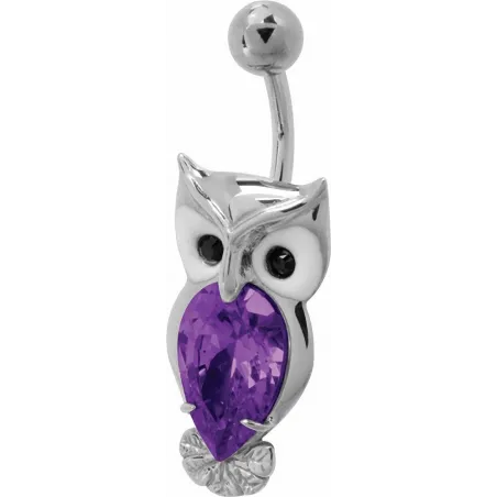 Piercing nombril Swarovski hibou Améthyste