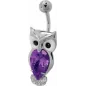 Piercing nombril Swarovski hibou Améthyste