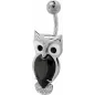 Piercing nombril Swarovski hibou noir