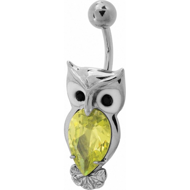 Piercing nombril Swarovski hibou vert