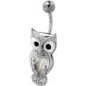 Piercing nombril Swarovski hibou blanc