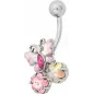 Piercing nombril Swarovski papillon rose