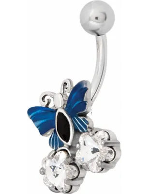 Piercing nombril Swarovski papillon bleu