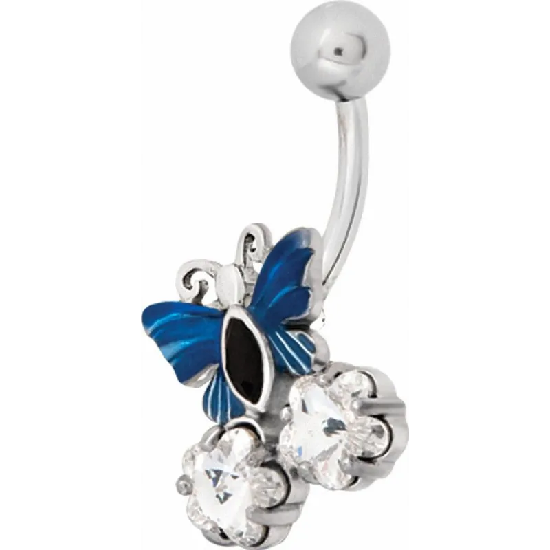 Piercing nombril Swarovski papillon bleu