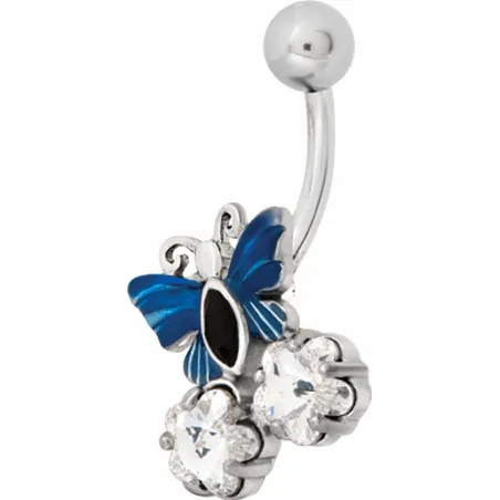 Piercing nombril Swarovski papillon bleu