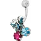 Piercing nombril Swarovski papillon multicolore