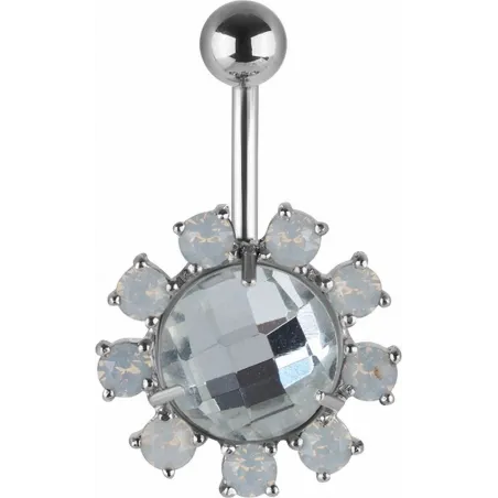 Piercing nombril Swarovski cristaux blancs