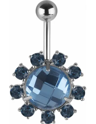 Piercing nombril Swarovski cristaux bleus