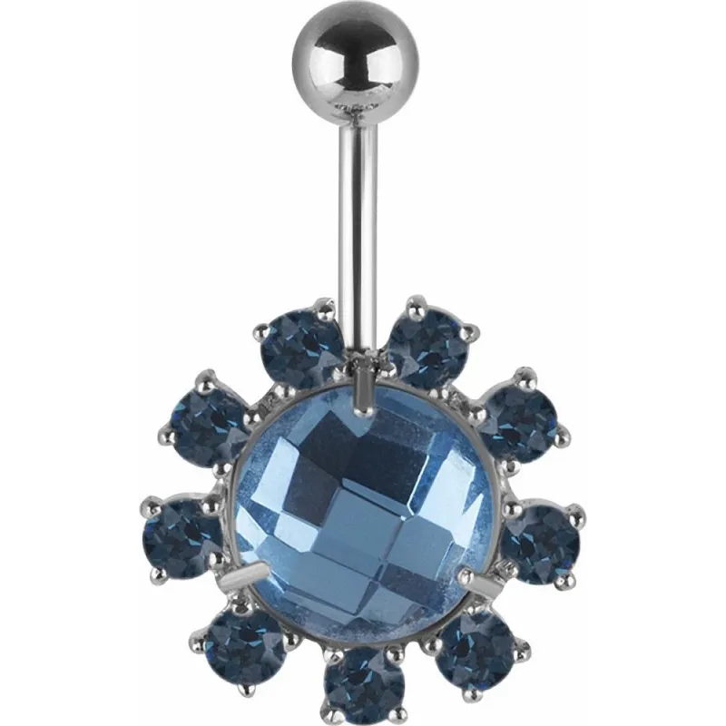 Piercing nombril Swarovski cristaux bleus
