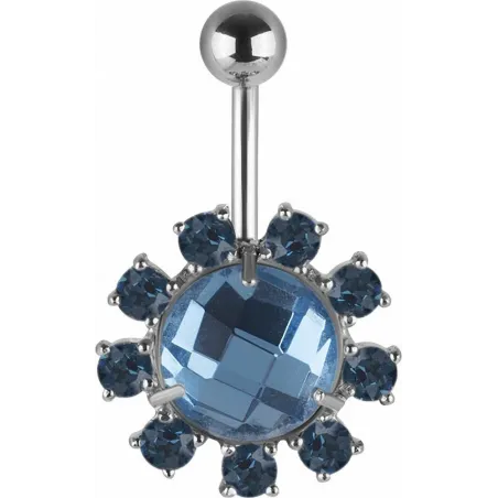 Piercing nombril Swarovski cristaux bleus