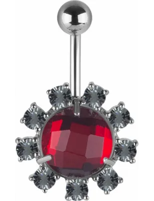 Piercing nombril Swarovski cristaux rouges