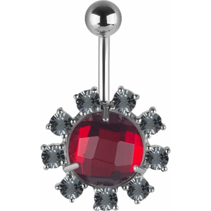 Piercing nombril Swarovski cristaux rouges