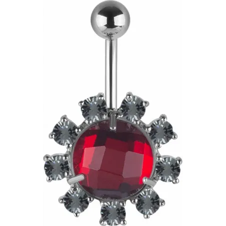 Piercing nombril Swarovski cristaux rouges