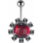 Piercing nombril Swarovski cristaux rouges