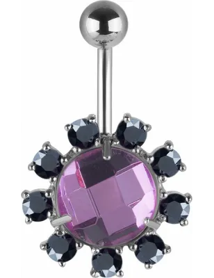 Piercing nombril Swarovski cristaux violet