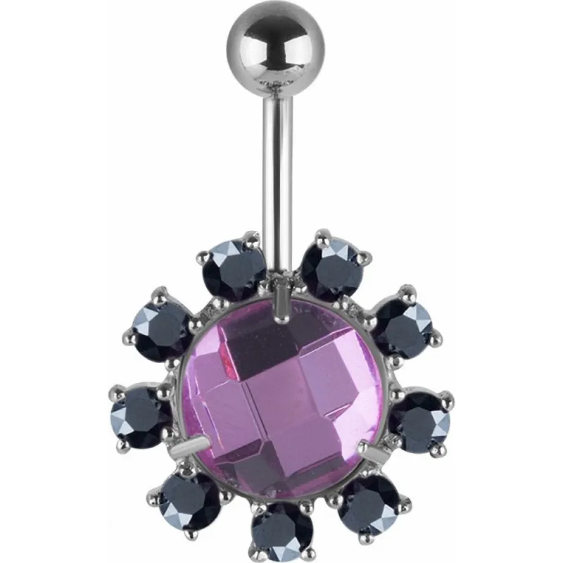 Piercing nombril Swarovski cristaux violet