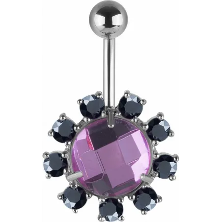 Piercing nombril Swarovski cristaux violet
