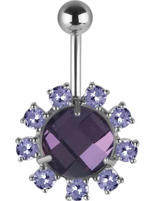 Piercing nombril Swarovski cristaux tanzanite