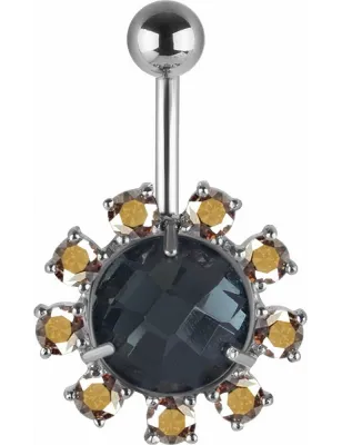 Piercing nombril Swarovski cristaux noirs