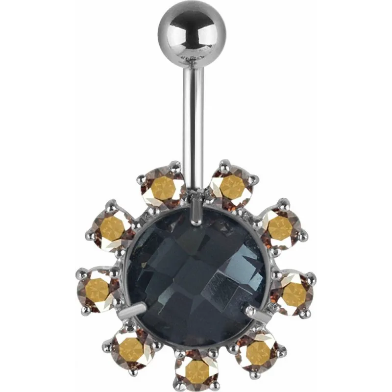 Piercing nombril Swarovski cristaux noirs