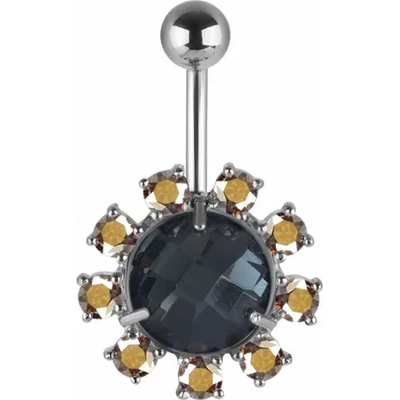 Piercing nombril Swarovski cristaux noirs