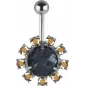 Piercing nombril Swarovski cristaux noirs