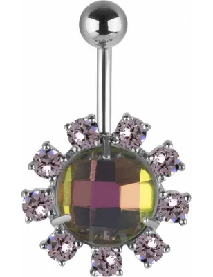 Piercing nombril Swarovski cristaux aurore boréale
