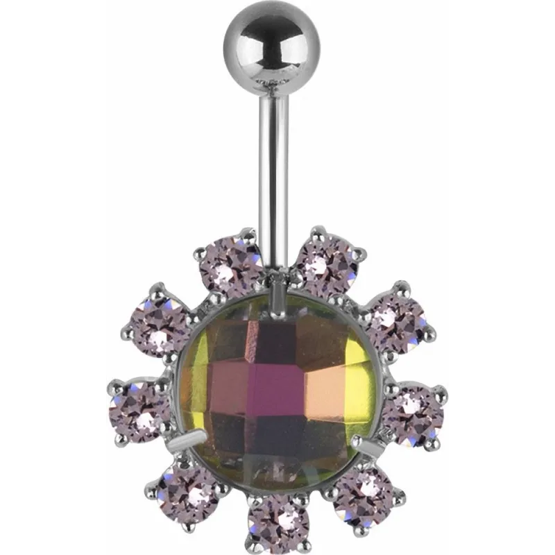 Piercing nombril Swarovski cristaux aurore boréale