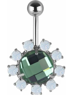 Piercing nombril Swarovski cristaux verts