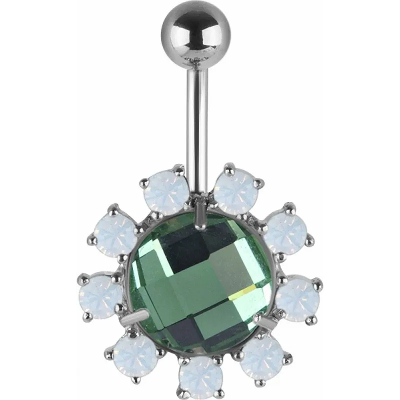Piercing nombril Swarovski cristaux verts