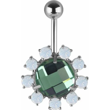 Piercing nombril Swarovski cristaux verts
