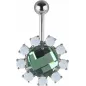 Piercing nombril Swarovski cristaux verts