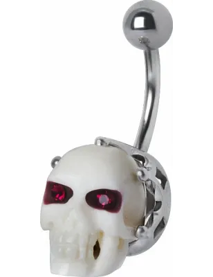 Piercing nombril Swarovski crâne blanc