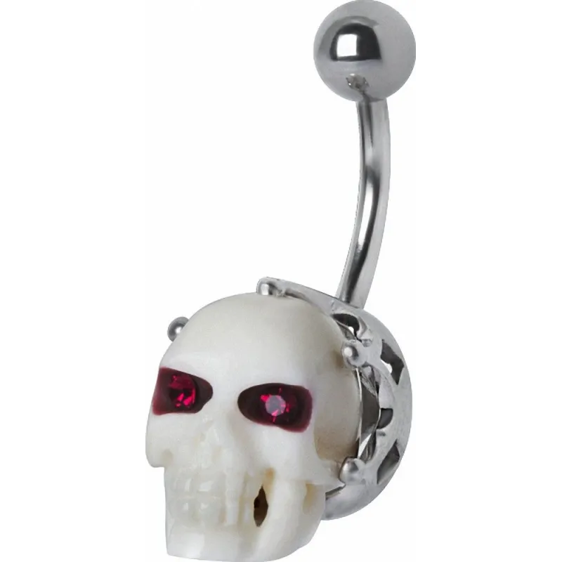 Piercing nombril Swarovski crâne blanc
