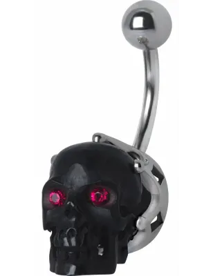 Piercing nombril Swarovski crâne noir