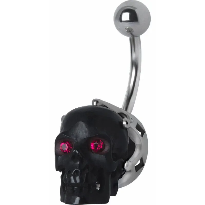 Piercing nombril Swarovski crâne noir