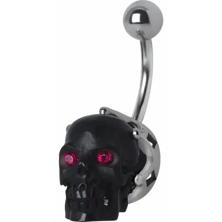 Piercing nombril Swarovski crâne noir