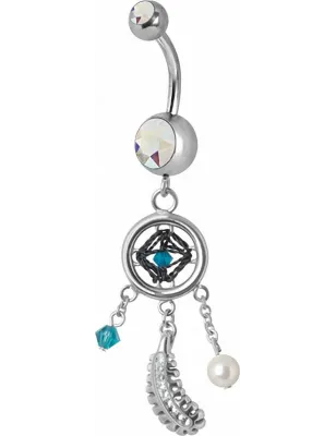 Piercing nombril Swarovski attrape rêve aurore boréale