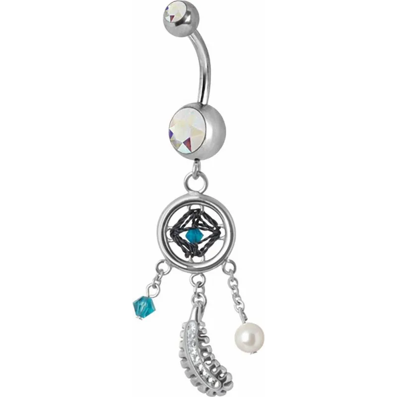 Piercing nombril Swarovski attrape rêve aurore boréale
